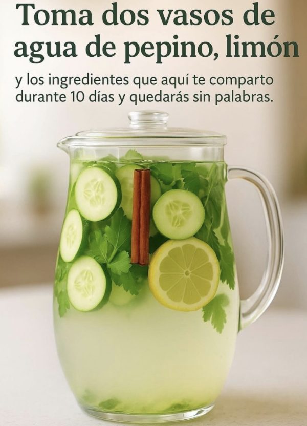 Agua de pepino, limón y canela: el remedio natural que tu cuerpo agradecerá