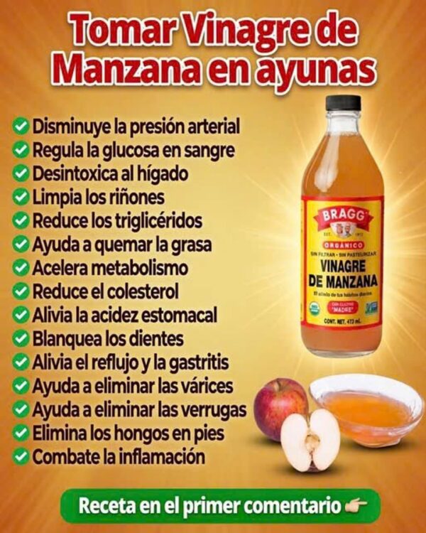 Vinagre de manzana en ayunas cada mañana