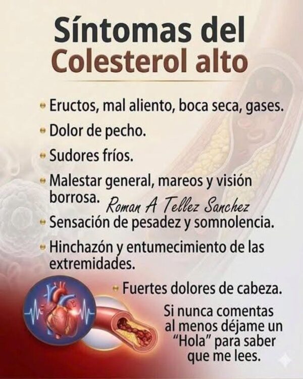 Síntomas del colesterol alto… Ver más